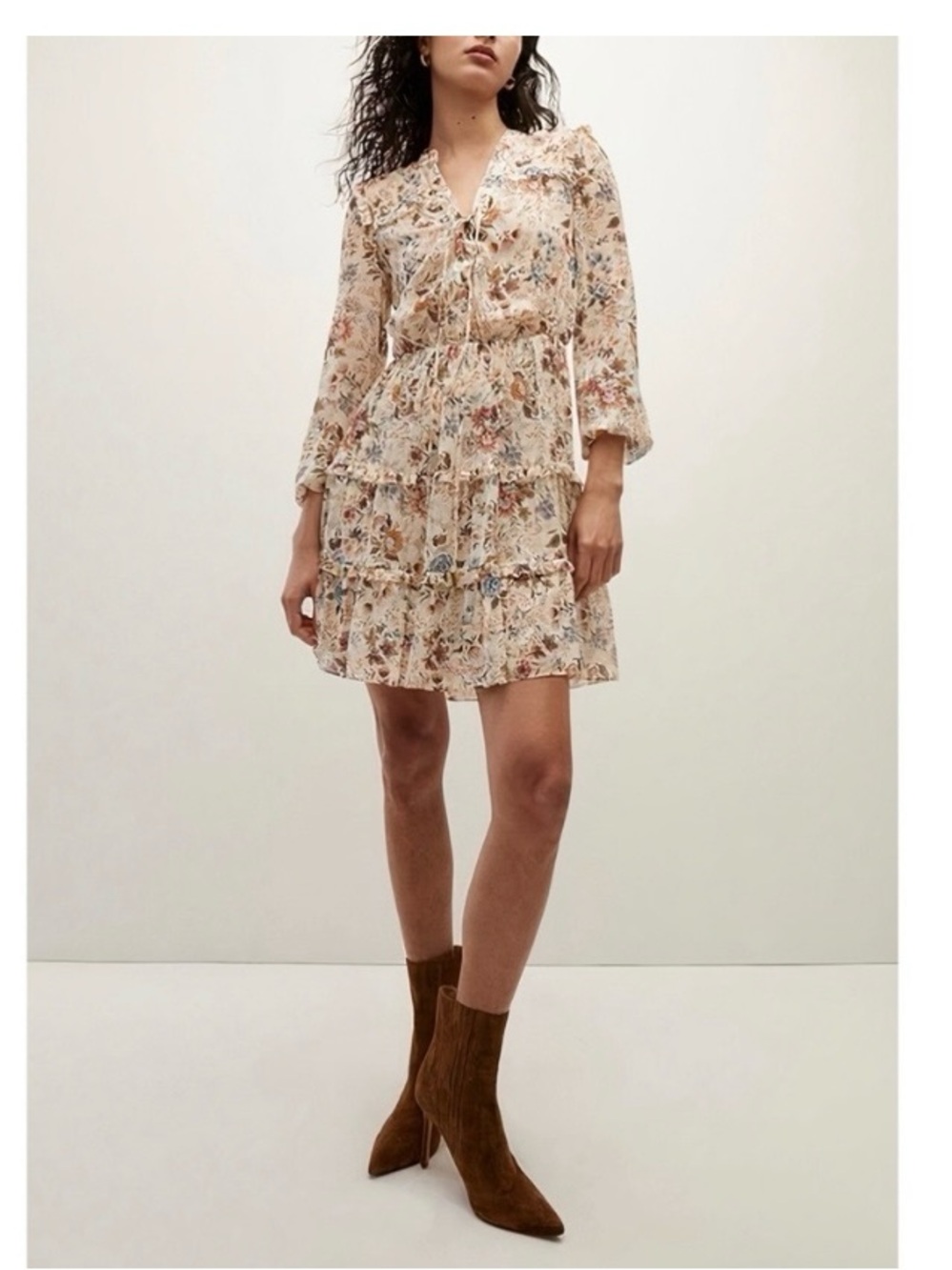 Veronica Beard Justine Floral Silk Ruffle Short Dress Size 12
